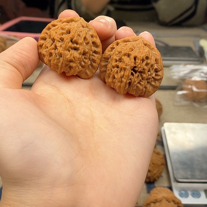 三角白文玩核桃哦38