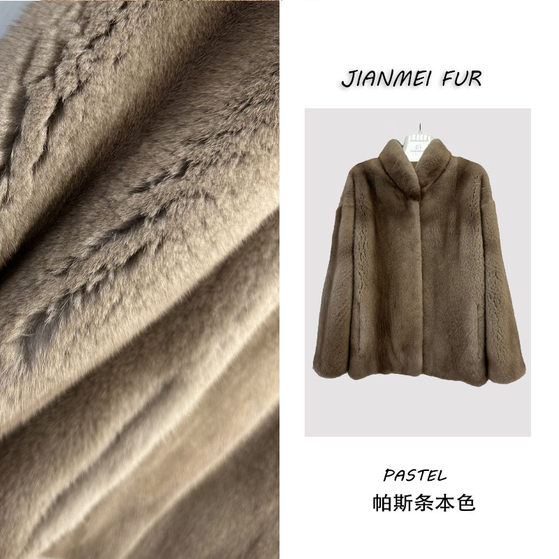JIANMEI"极简派对“进口水貂天鹅绒立领宽松休闲大衣整貂皮草外套