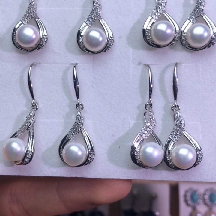 淡水珍珠耳饰银S925镶嵌