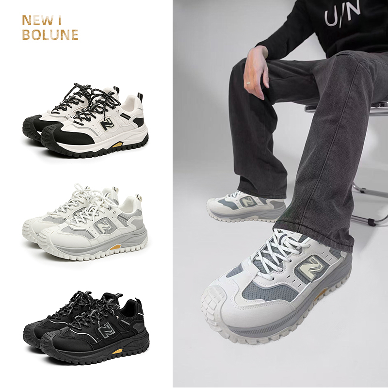 NEW BOLUNE/新百伦秋冬耐磨百搭拼色系带车缝线休闲板鞋保暖2168