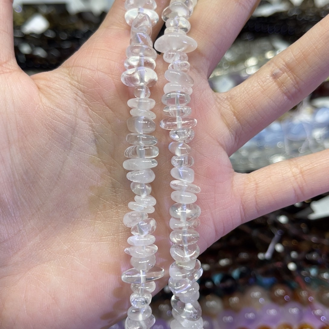 玛瑙/玉髓散珠天然白水晶卡11左右长条38厘米
