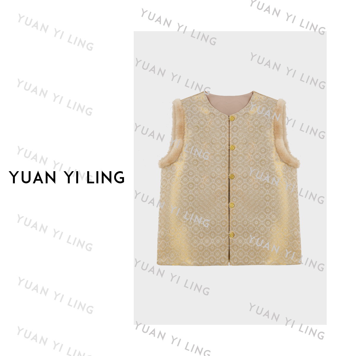 袁艺灵【东方美学】驼绒桑蚕丝金线新中式奢华气质经典马甲2009