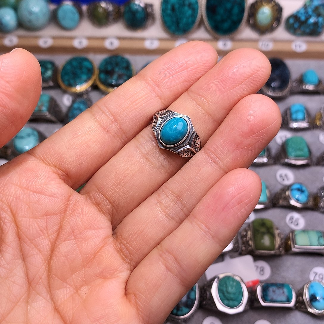 绿松石挂件银S925镶嵌微**风