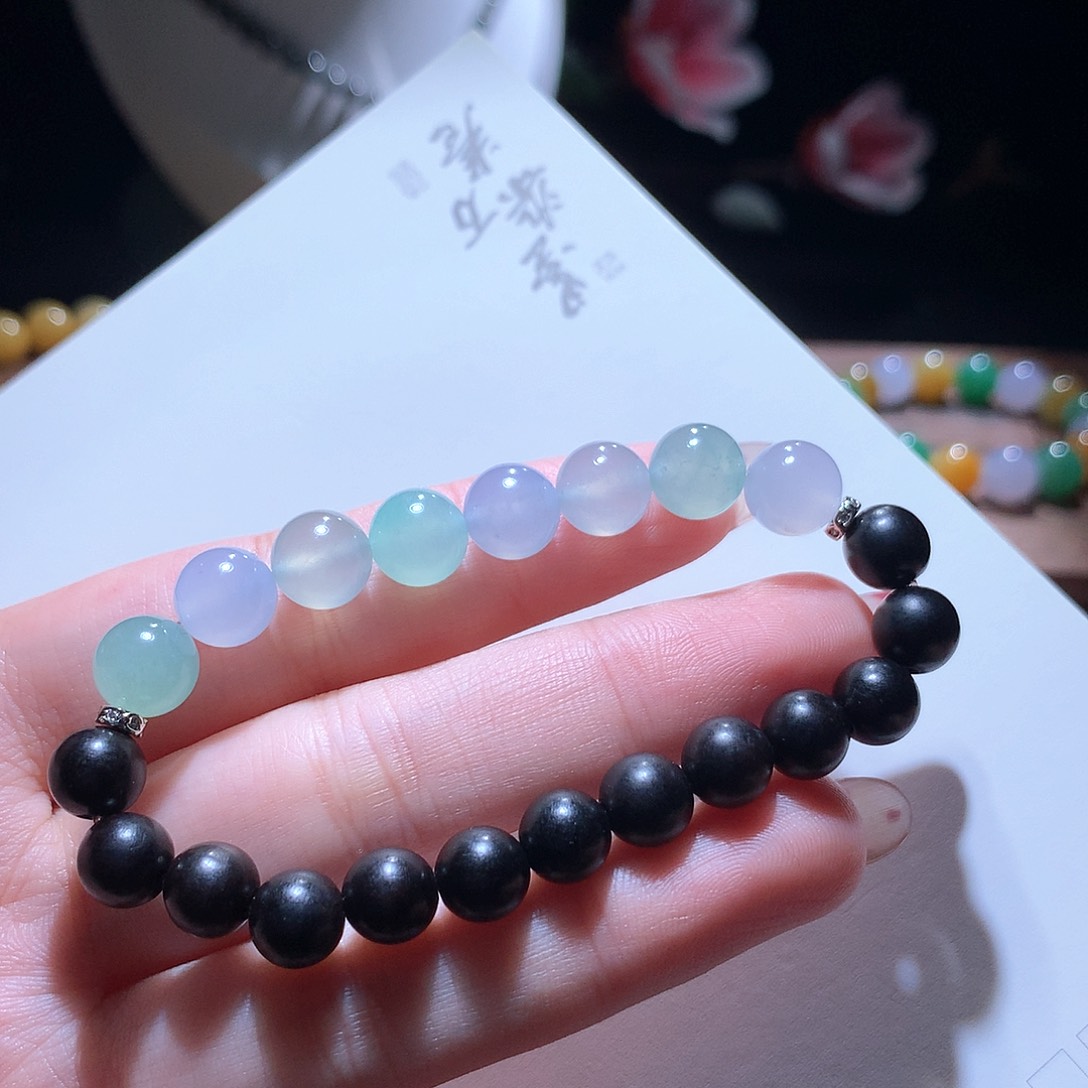 翡翠手串未镶嵌卡9莫奈花园