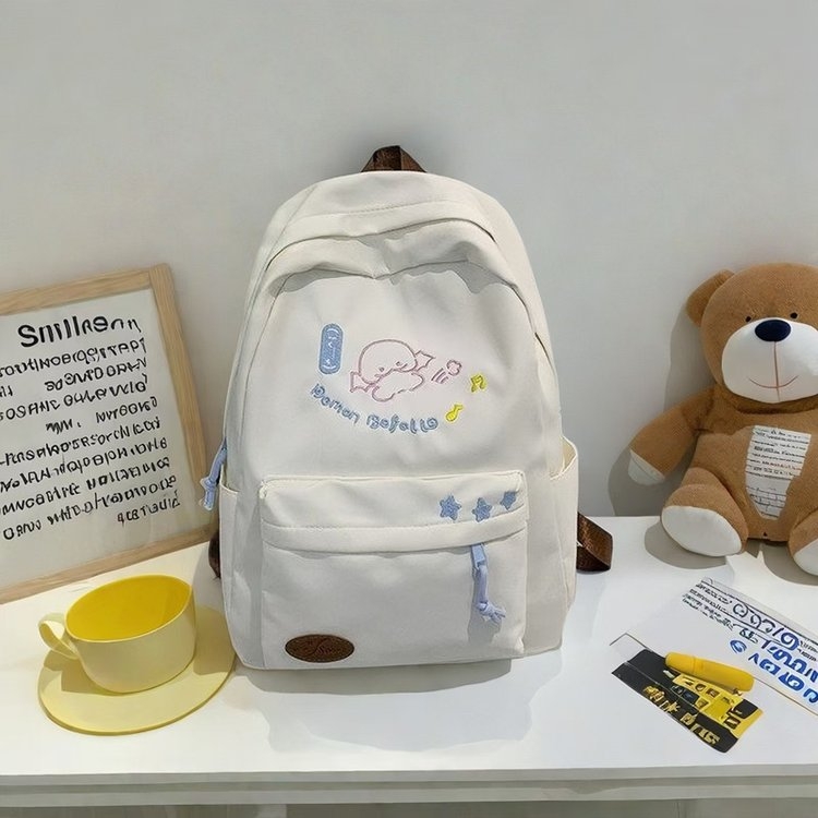 空气列车二足小狗白色双肩包ins旅游可爱少女外出校园初高中书包