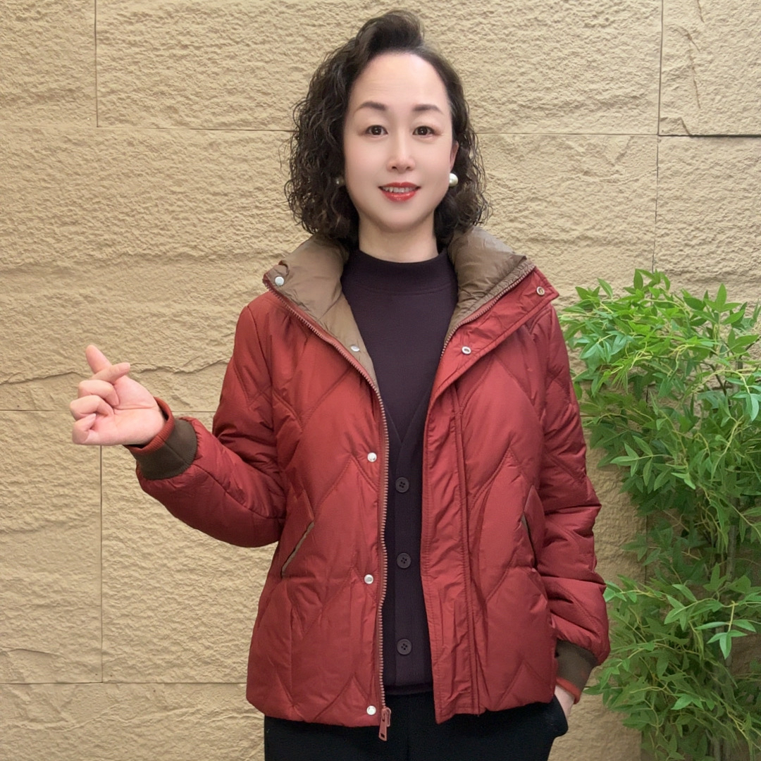 妈妈装流光风流行时尚潮牌女装宽松秋冬装加棉外套休闲百搭女上衣