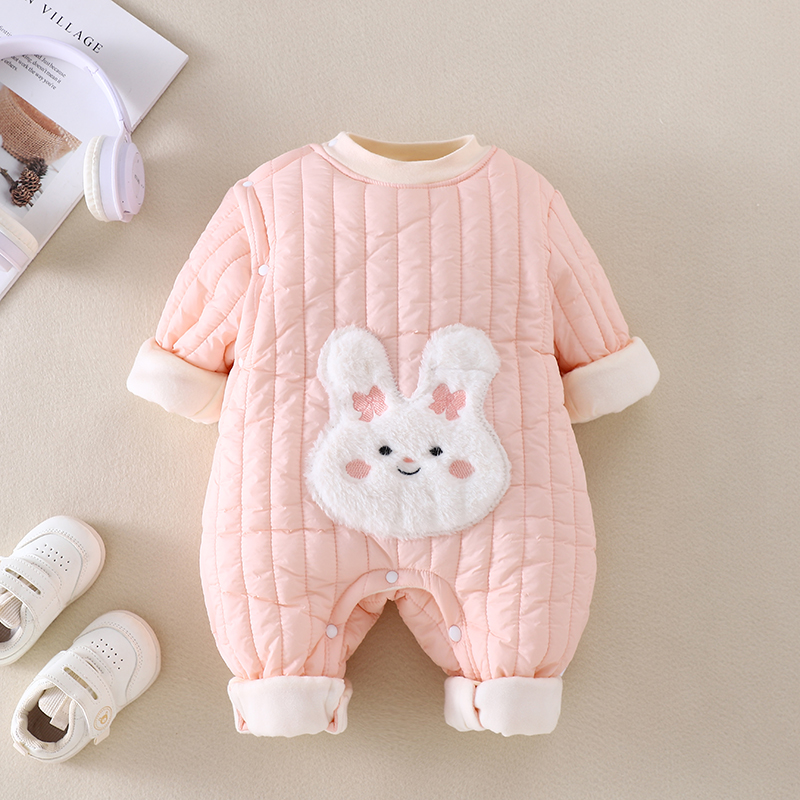 婴幼儿加棉哈衣宝宝连体衣秋冬款加厚加棉外出爬服居家宝宝连体衣