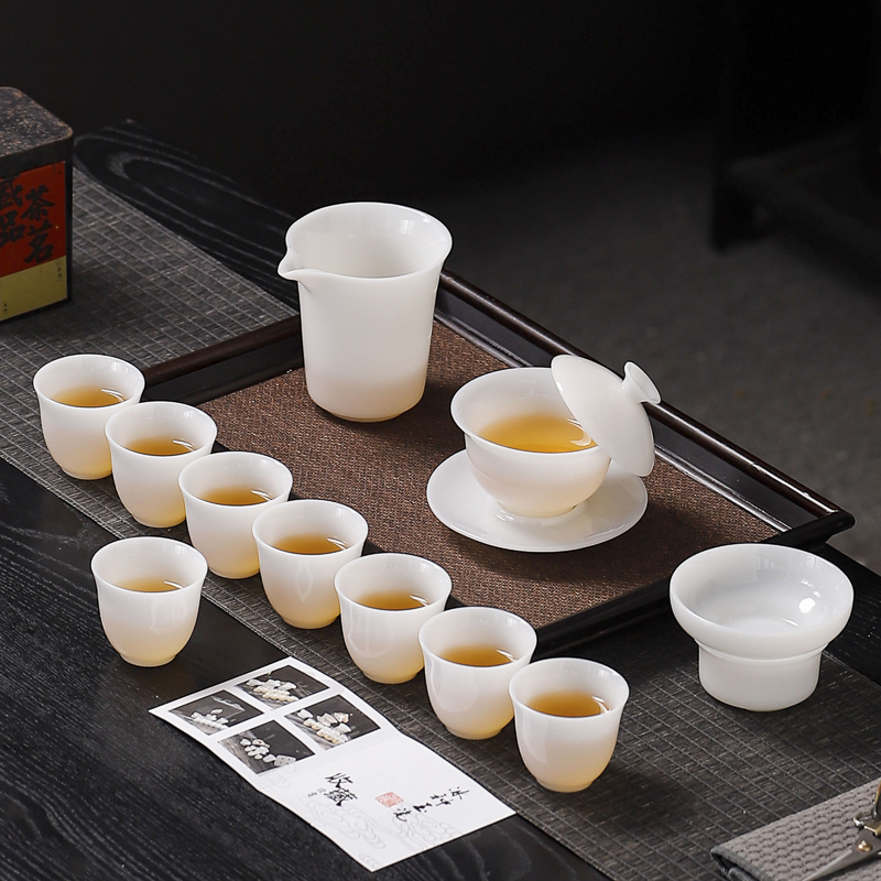 冰种玉瓷羊脂玉功夫茶具高端白瓷茶杯茶具套装礼盒轻奢高端送礼
