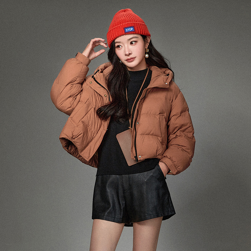 Y112洋气连帽保暖白鸭绒羽绒服女[禾哲]54HZ1B0012