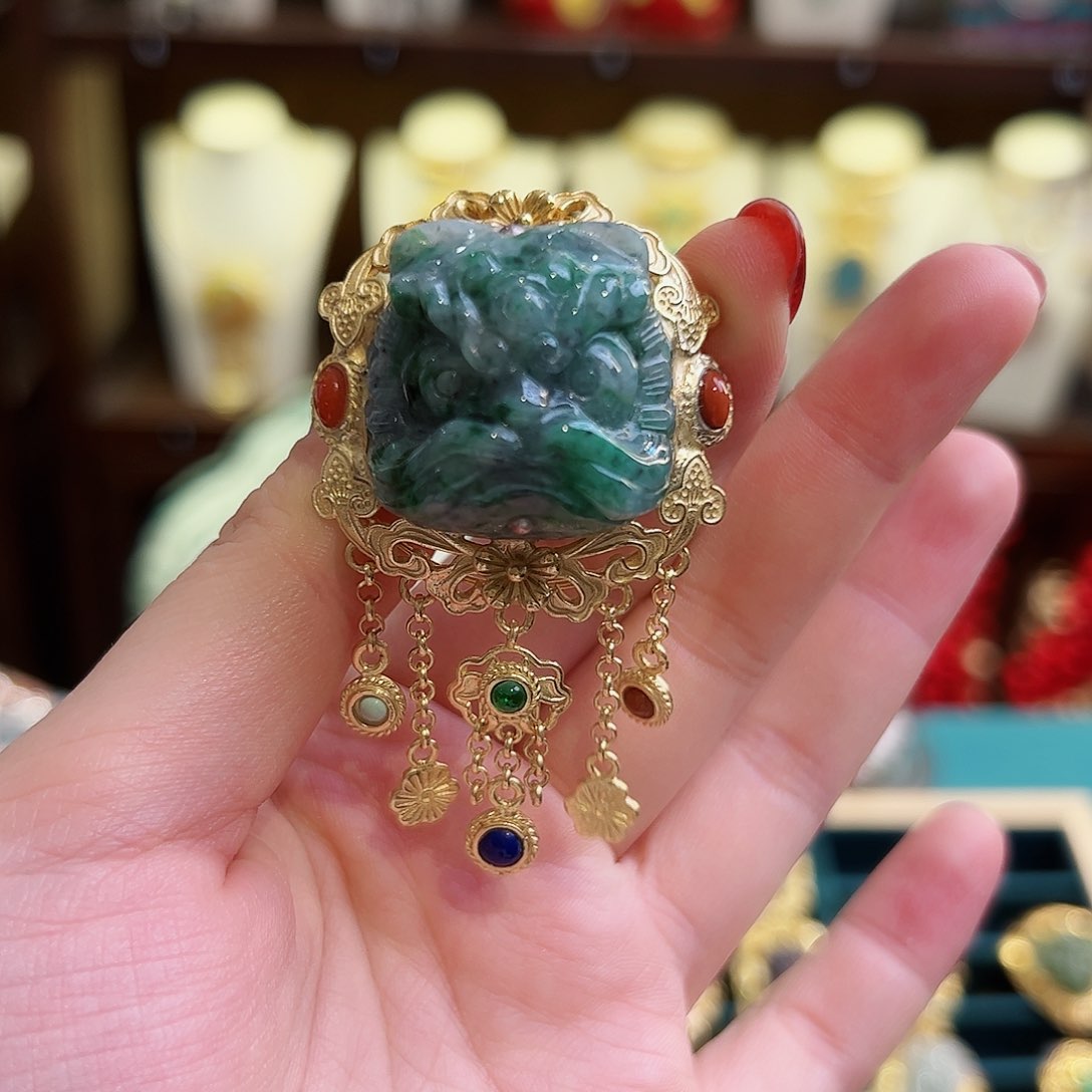 翡翠戒指银S925镶嵌戒指