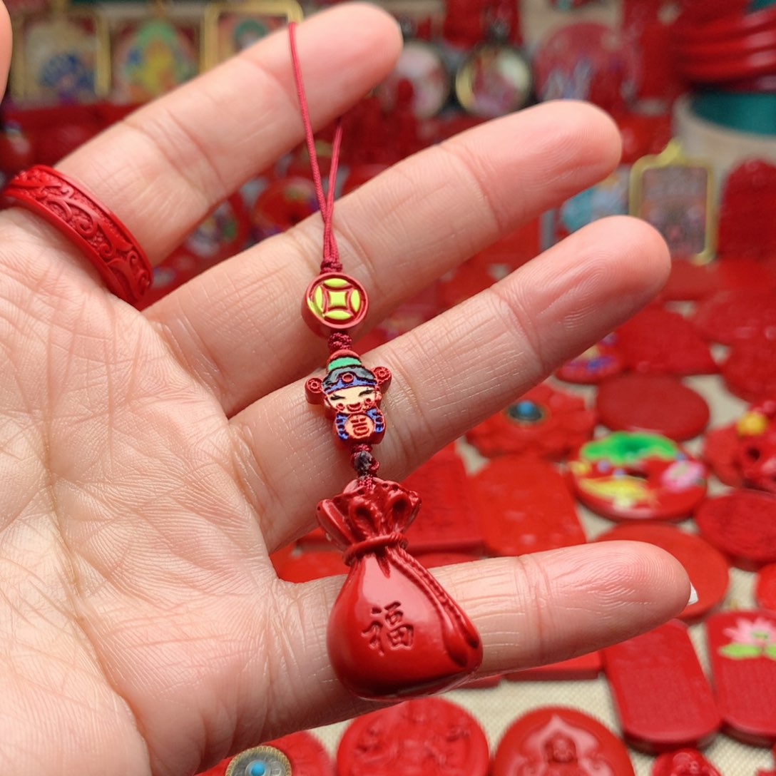 天然辰砂工艺品朱砂手机坠