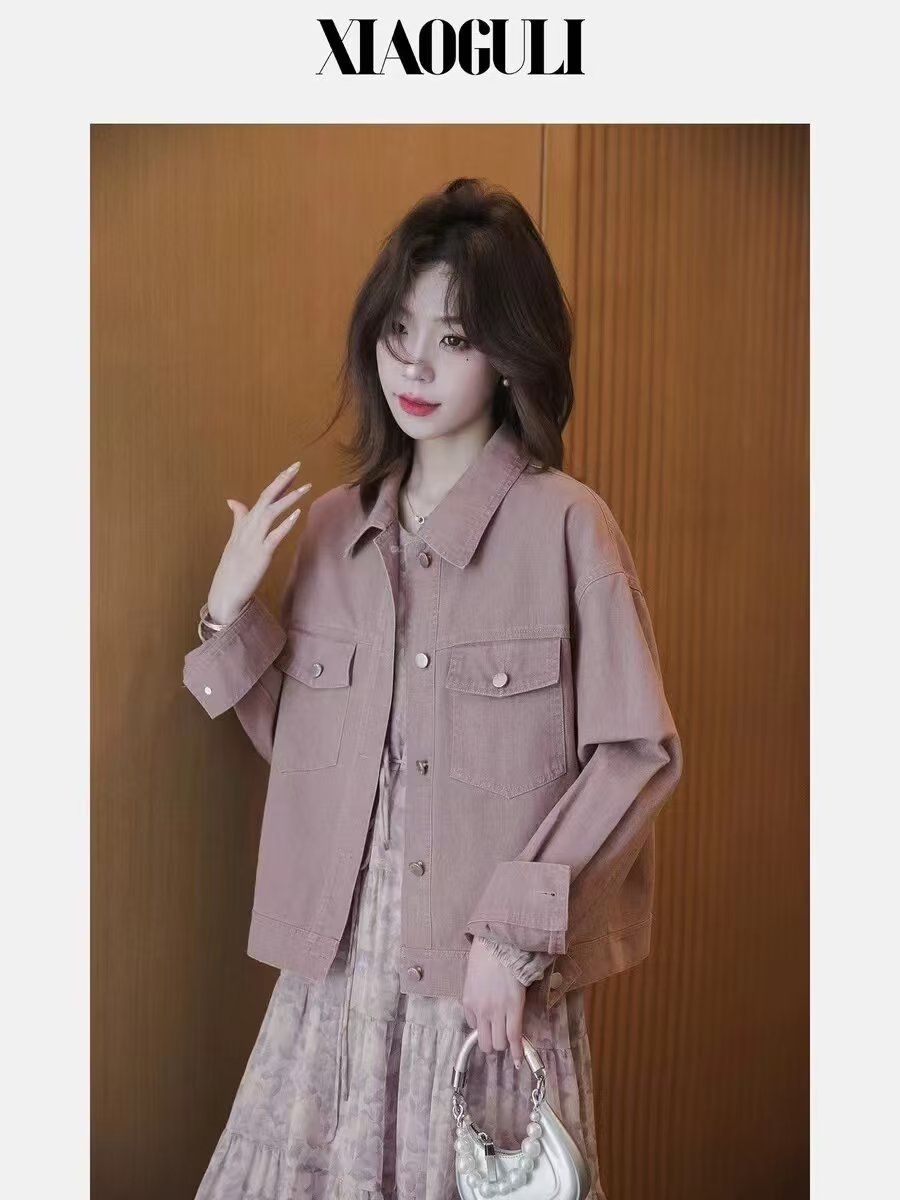 微胖大码女式春秋季新款韩版宽松显瘦大口袋长袖复古棉质简约上衣