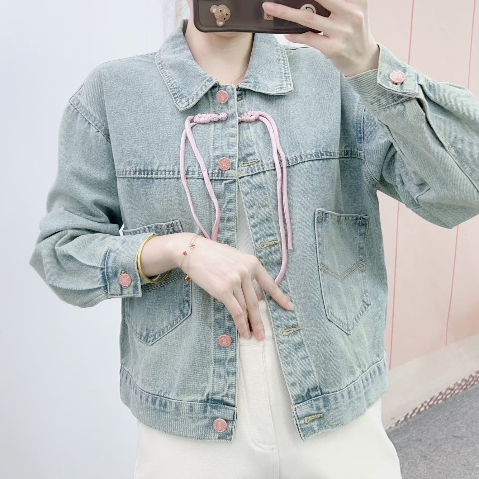 006盘扣重工刺绣休闲百搭牛仔外套8006-1/GJ