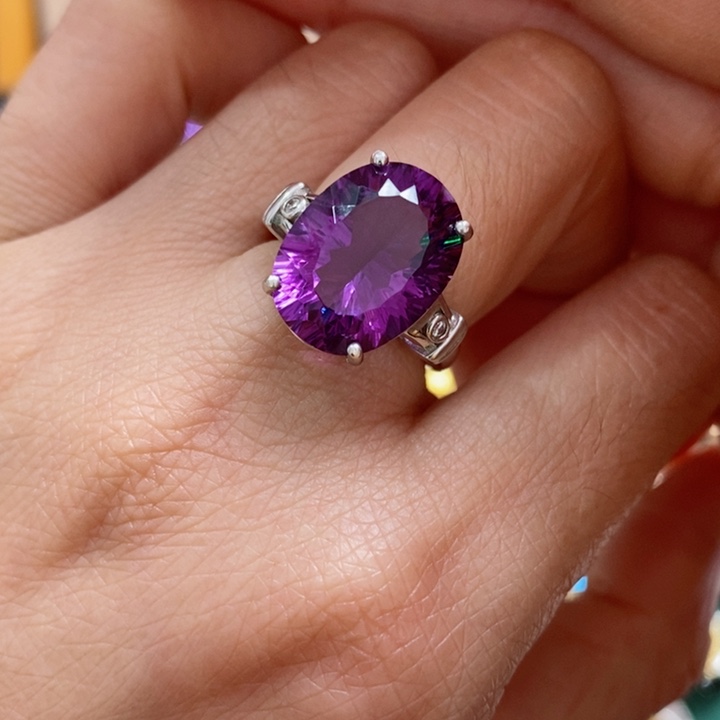 水晶戒指银S925镶嵌天然水晶戒指