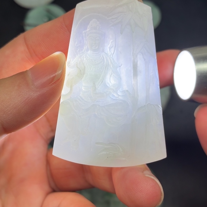 定制翡翠未镶嵌竹林观音