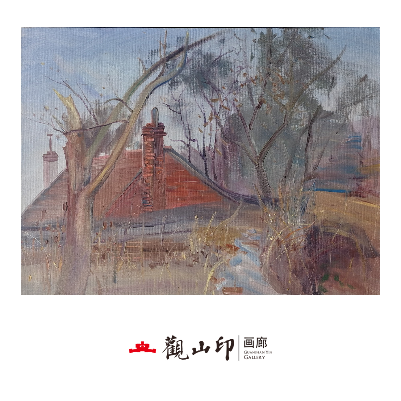 L原创手绘风景油画61.3x46cm乡村作品9414