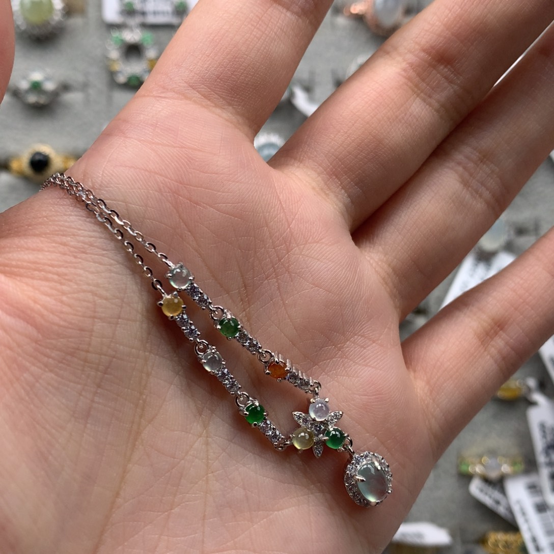 …***.翡翠银S925镶嵌戒指项链