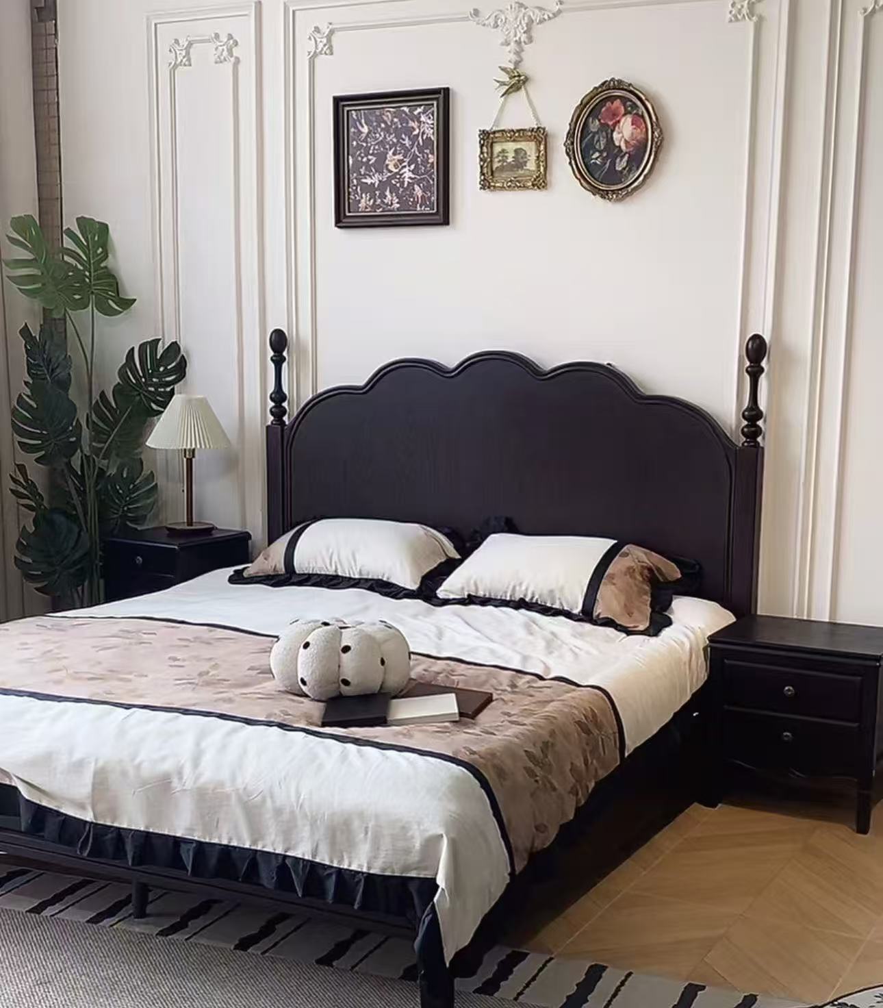 新中古风黑色马赛床法式复古全实木床主卧双人床美式卧室轻奢大床