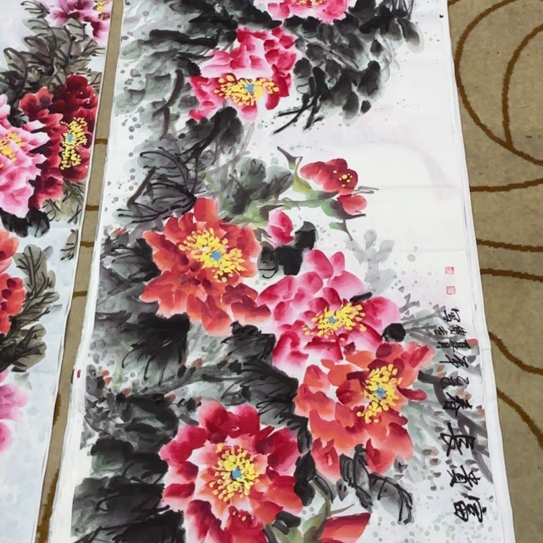 国画顾传吉老师小六尺牡丹刘