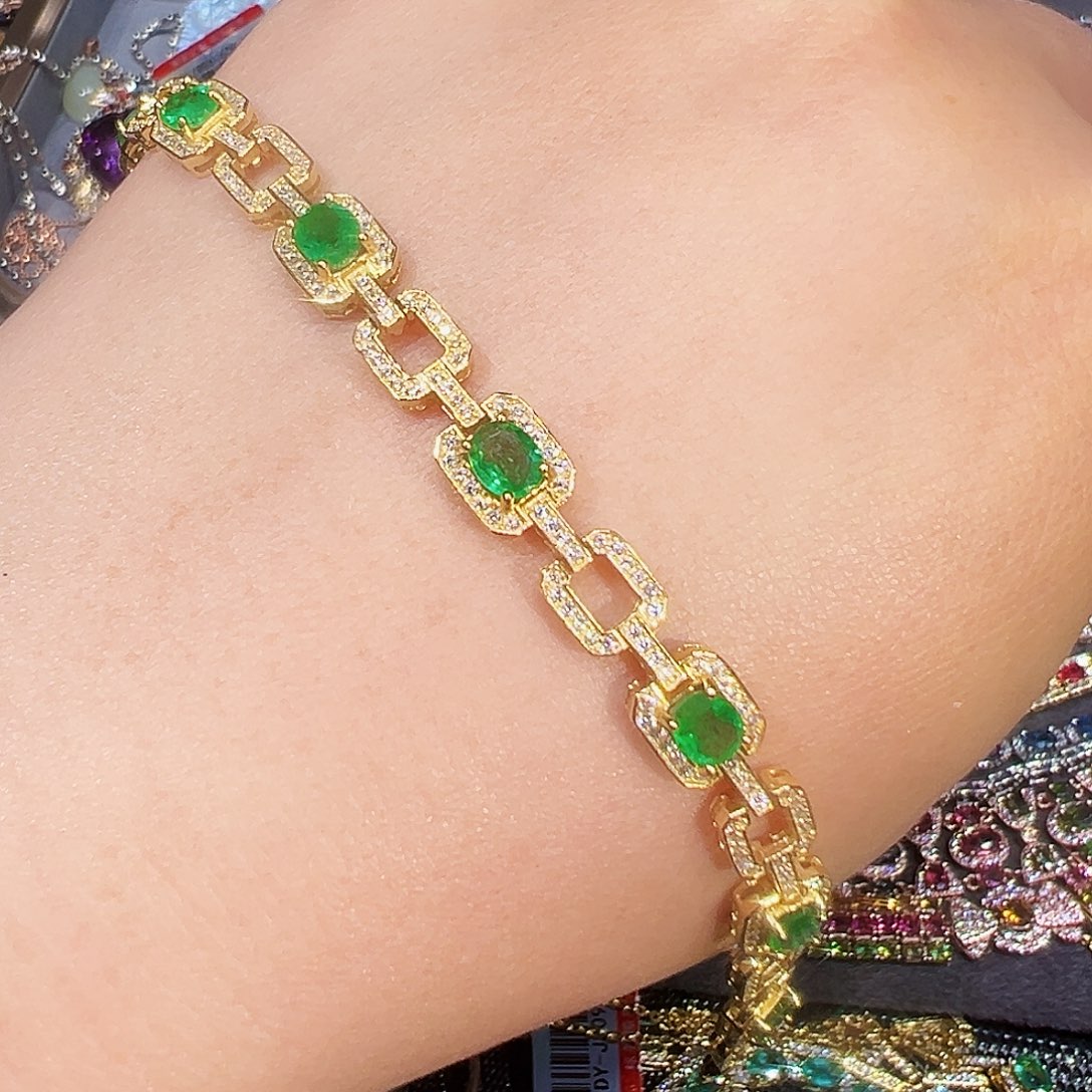 银S925镶嵌祖母绿珠宝奇石