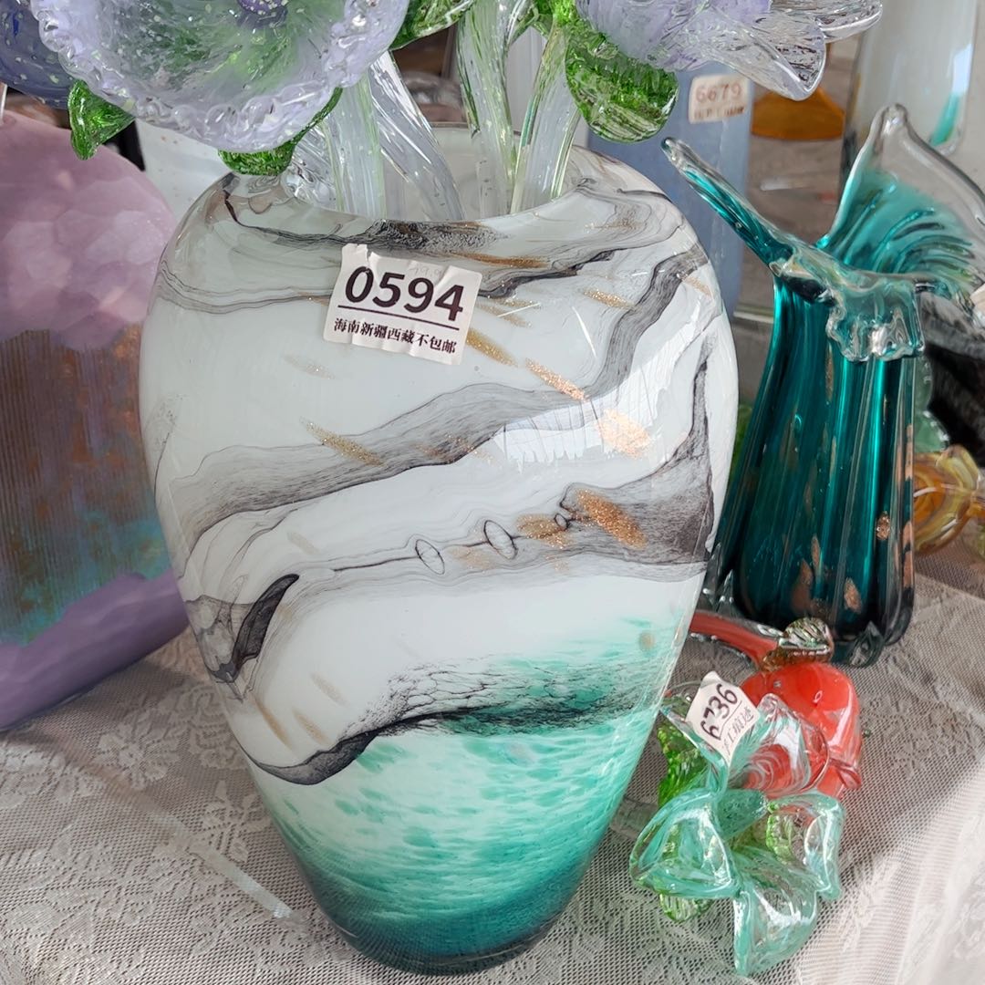 琉璃0594有手工痕迹 花瓶摆件