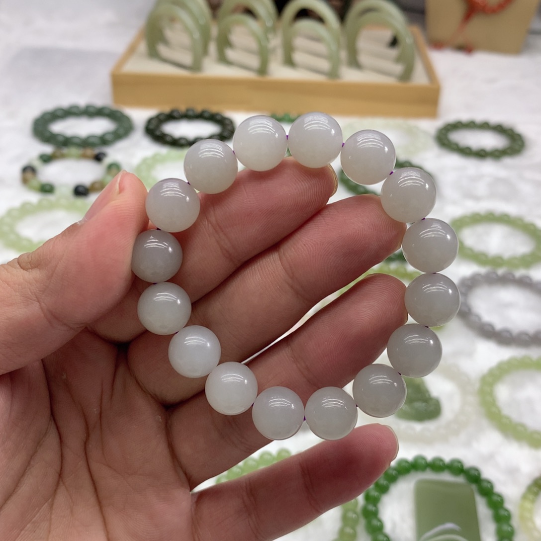 和田玉未镶嵌手串（烟紫11.5）