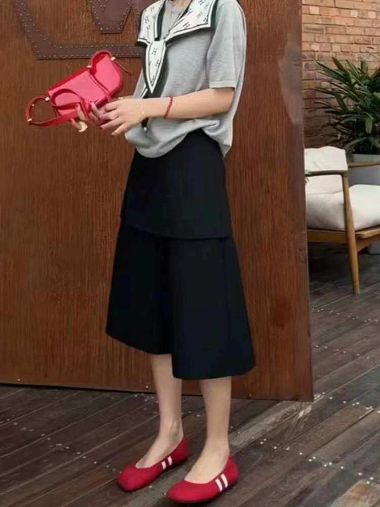夏季新款简约宽松遮胯显瘦百搭通勤直筒裤子