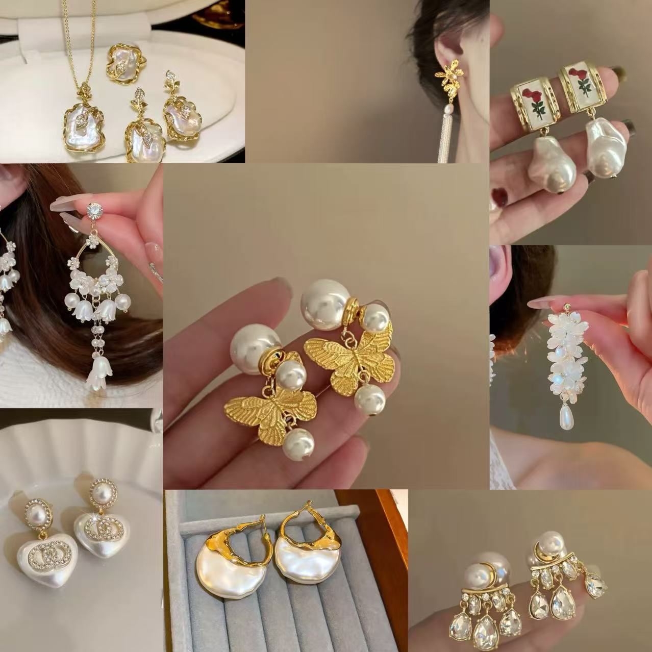 铜合金珐琅耳饰 铜合金耳饰 轻奢小众复古法式饰品 99→6拆 6选4