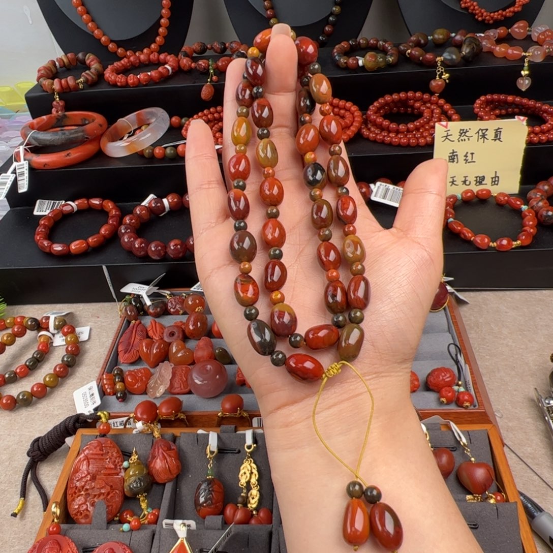 南红玛瑙未镶嵌（大山包包浆随型项链毛衣链8-10mm）