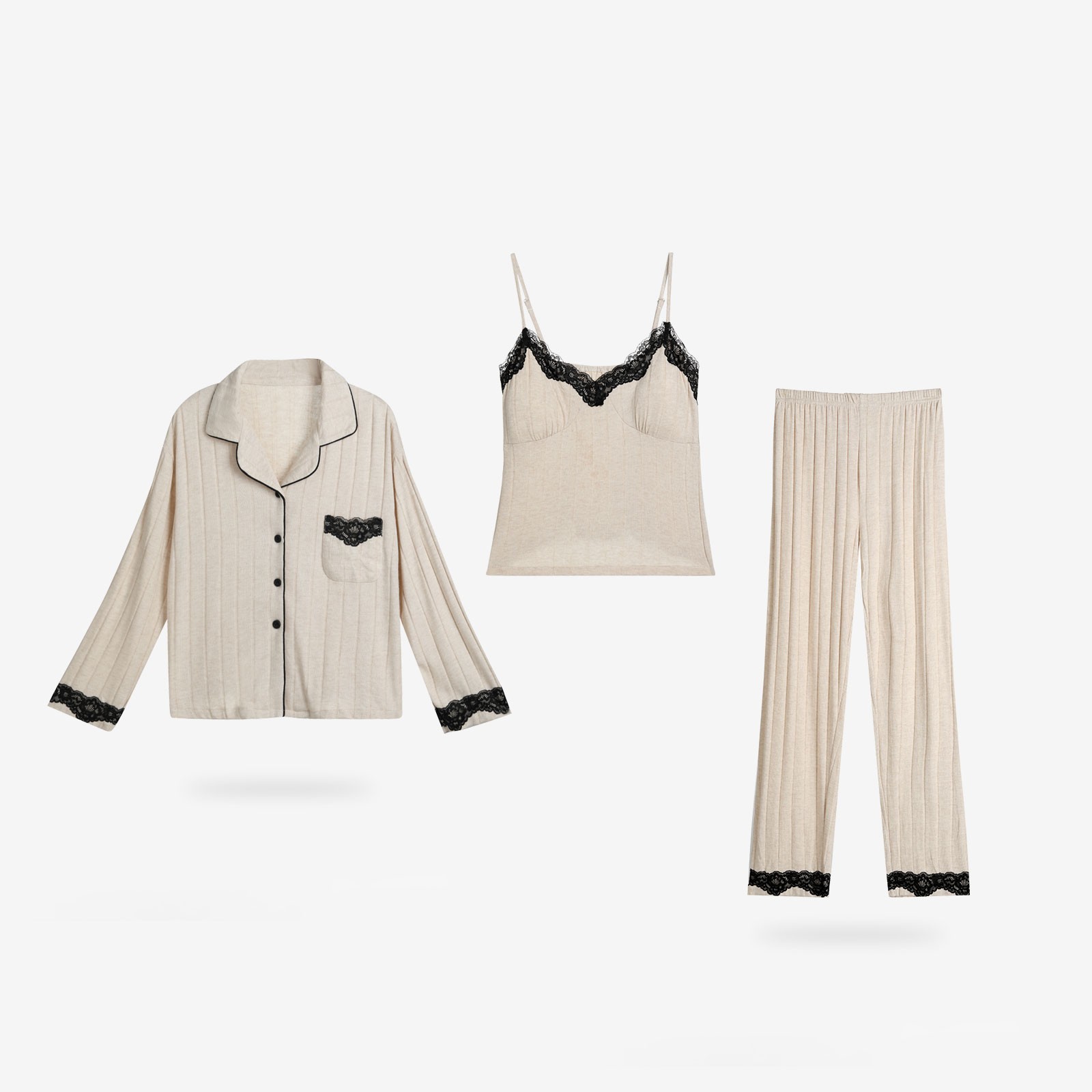 【11.5 媛媛】定制软绵舒适女士家居服三件套（带胸垫）