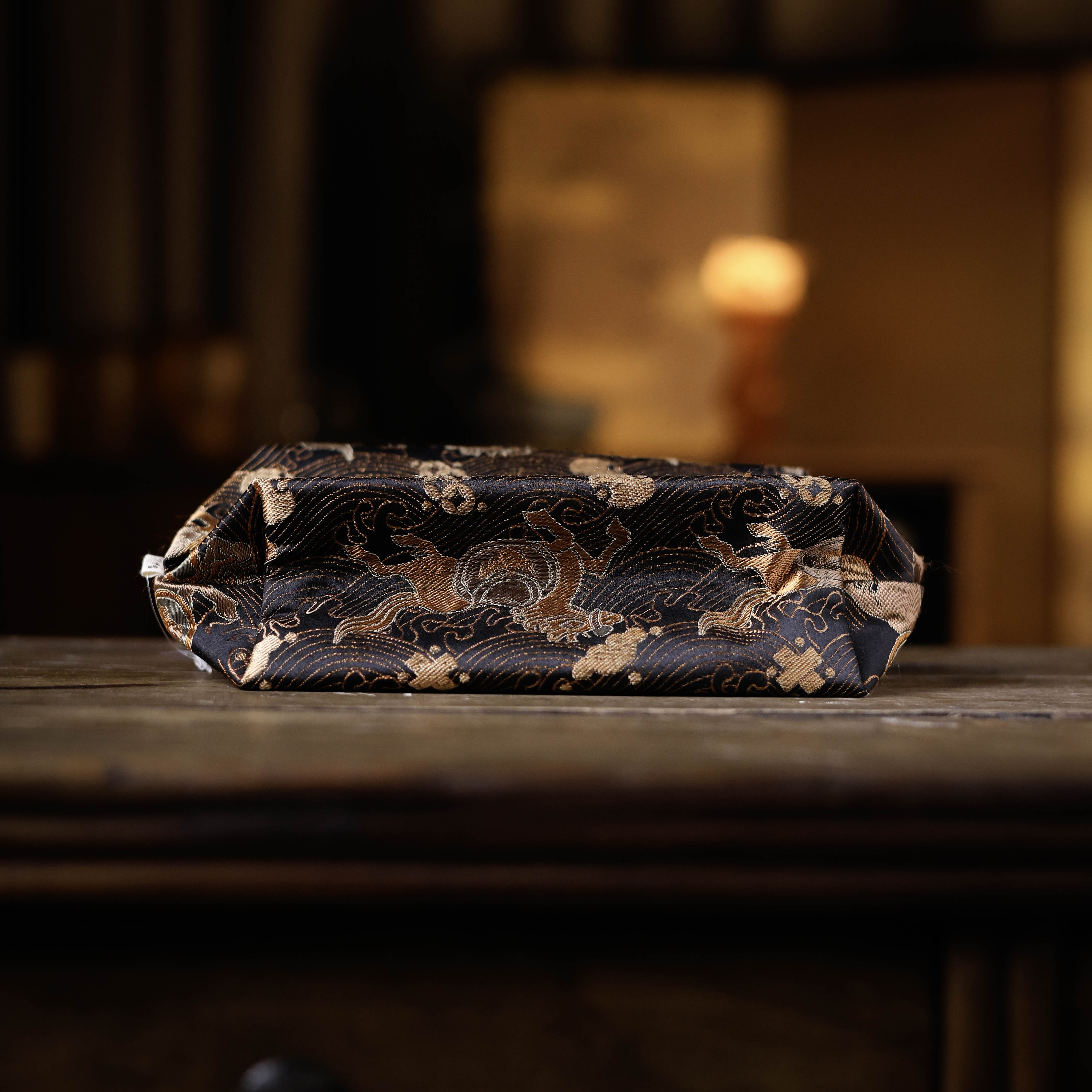 【叁山】<马上有钱】>提花织锦抽纸袋 17*10*7cm（慢蓝S0523）