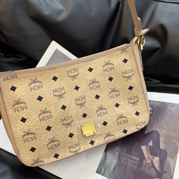 99新 MCM 大麦中古/mcm米白色单肩包/斜挎包