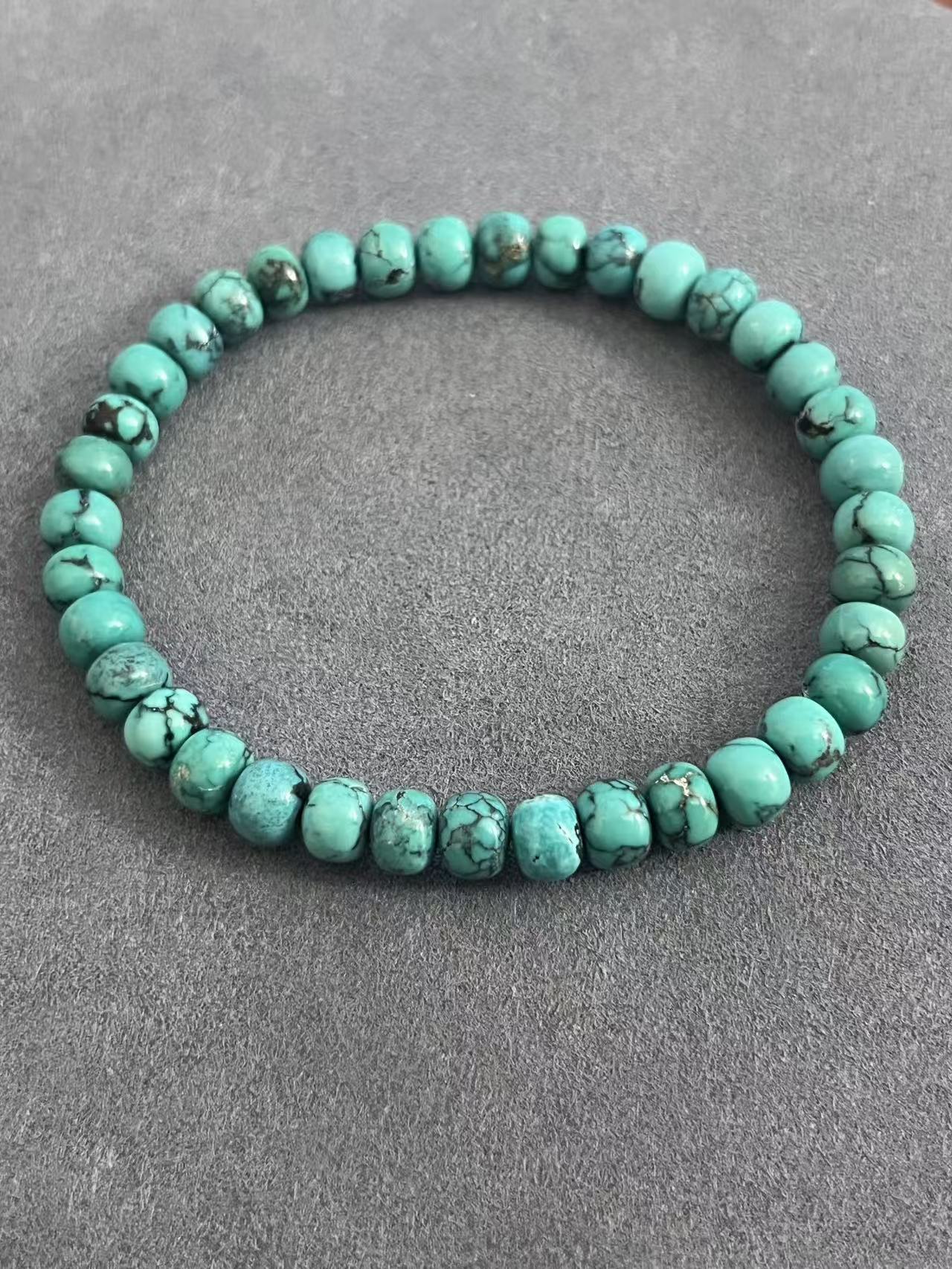 湖北天然原矿绿松石老型单圈手链