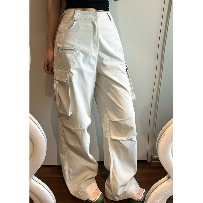 美式街头工装裤男女同款2025春季中腰阔腿裤修身显瘦复古直筒长裤