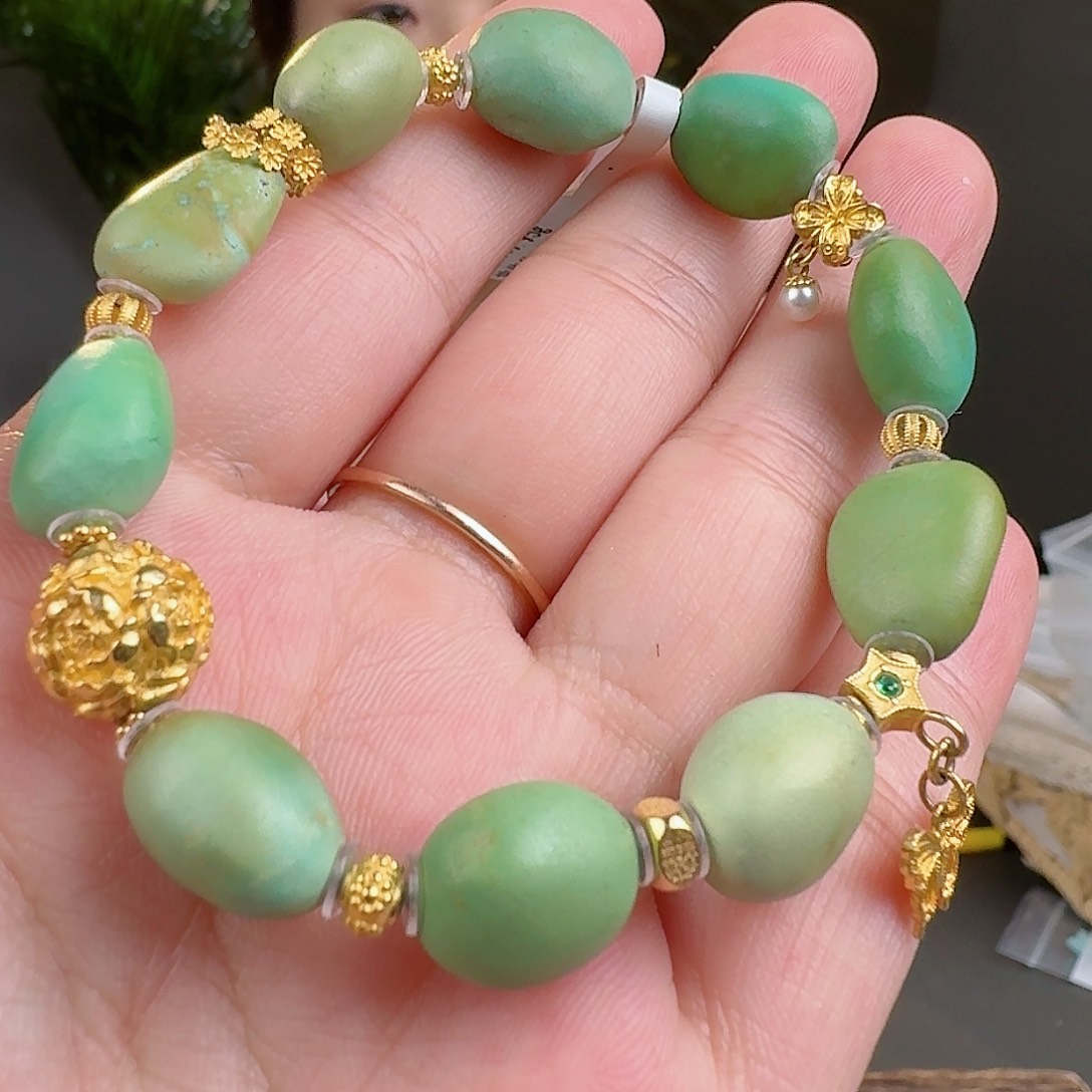 绿松石珠宝奇石18K金镶嵌