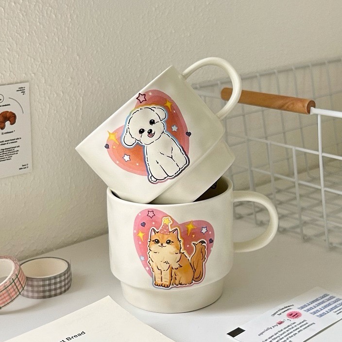 【小圆专享】老板娘清仓见面礼！猫狗杯网红可爱情侣家用创意学生