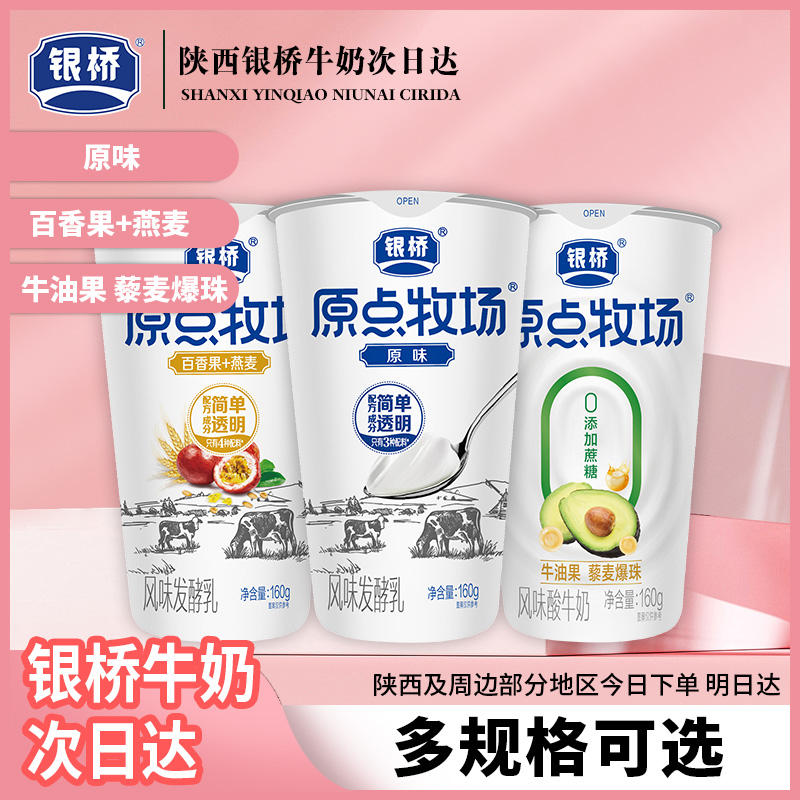 银桥【原点牧场】风味发酵乳简单配方160g/杯乳品奶