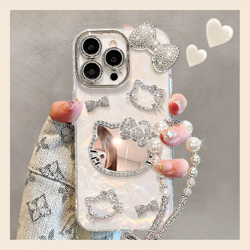 kt镜子适用苹果15华为vivo/oppo小米iPhone16pro精孔贝壳纹手机壳