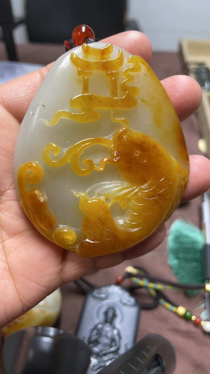 和田玉把件鱼跃龙门