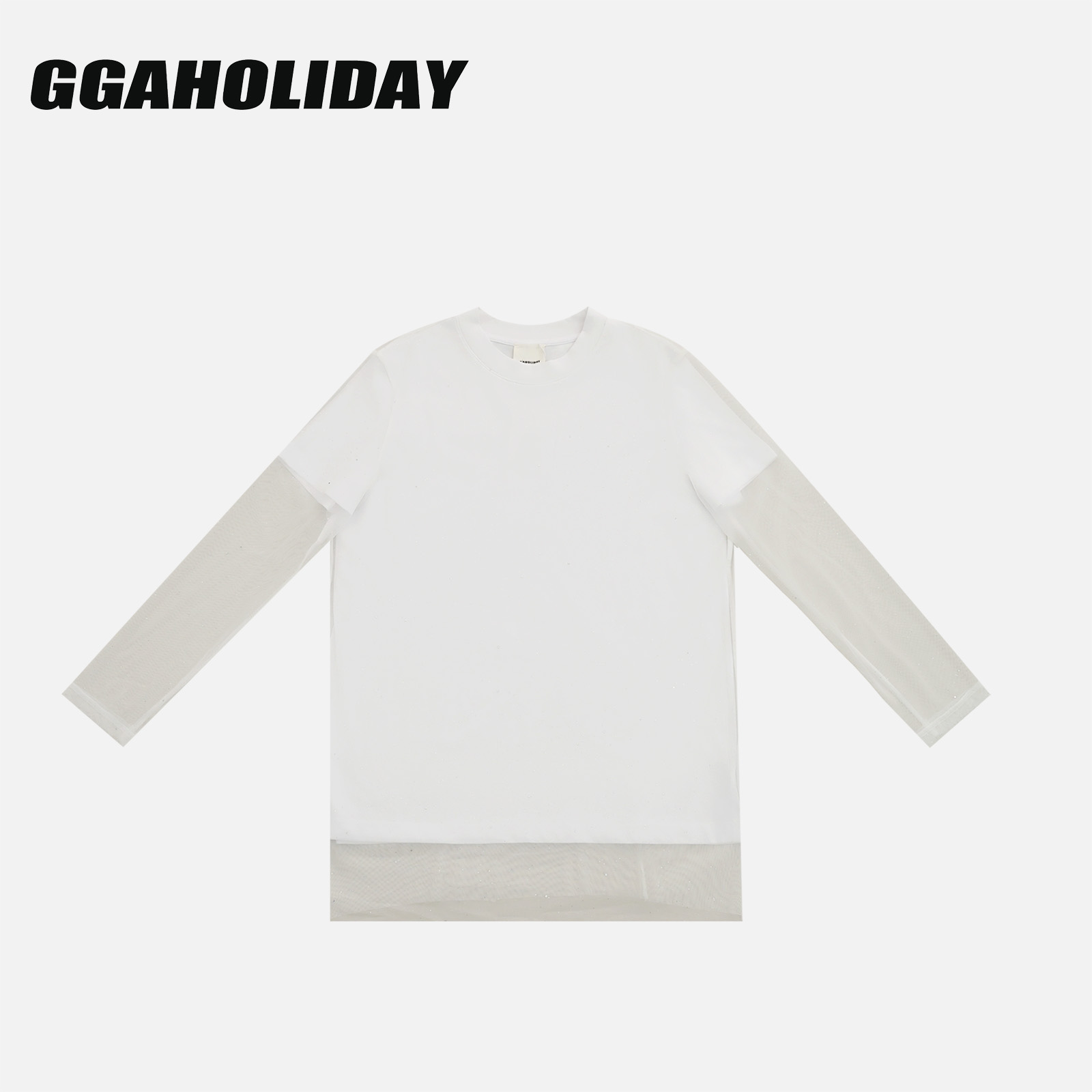 【上新】GGAHOLIDAY时尚百搭简约宽松拼接纯色长袖T恤上衣-152538