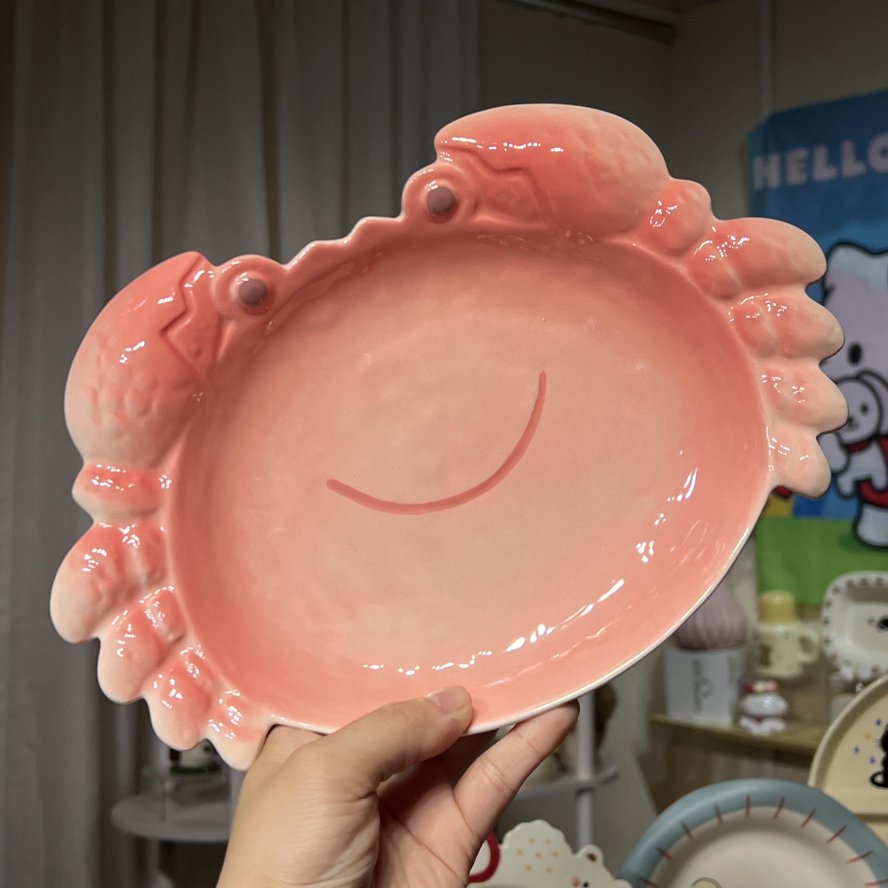 【嘟嘟Good】出口高货 海鲜派对 面包蟹10英寸釉下彩陶瓷盘子