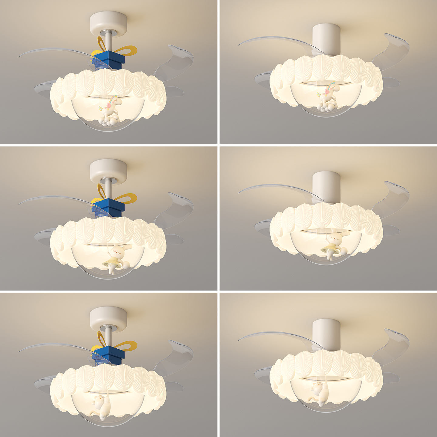 隐形风扇灯新款餐厅现代简约奶油风卧室静音吸顶一体吊扇中山灯具