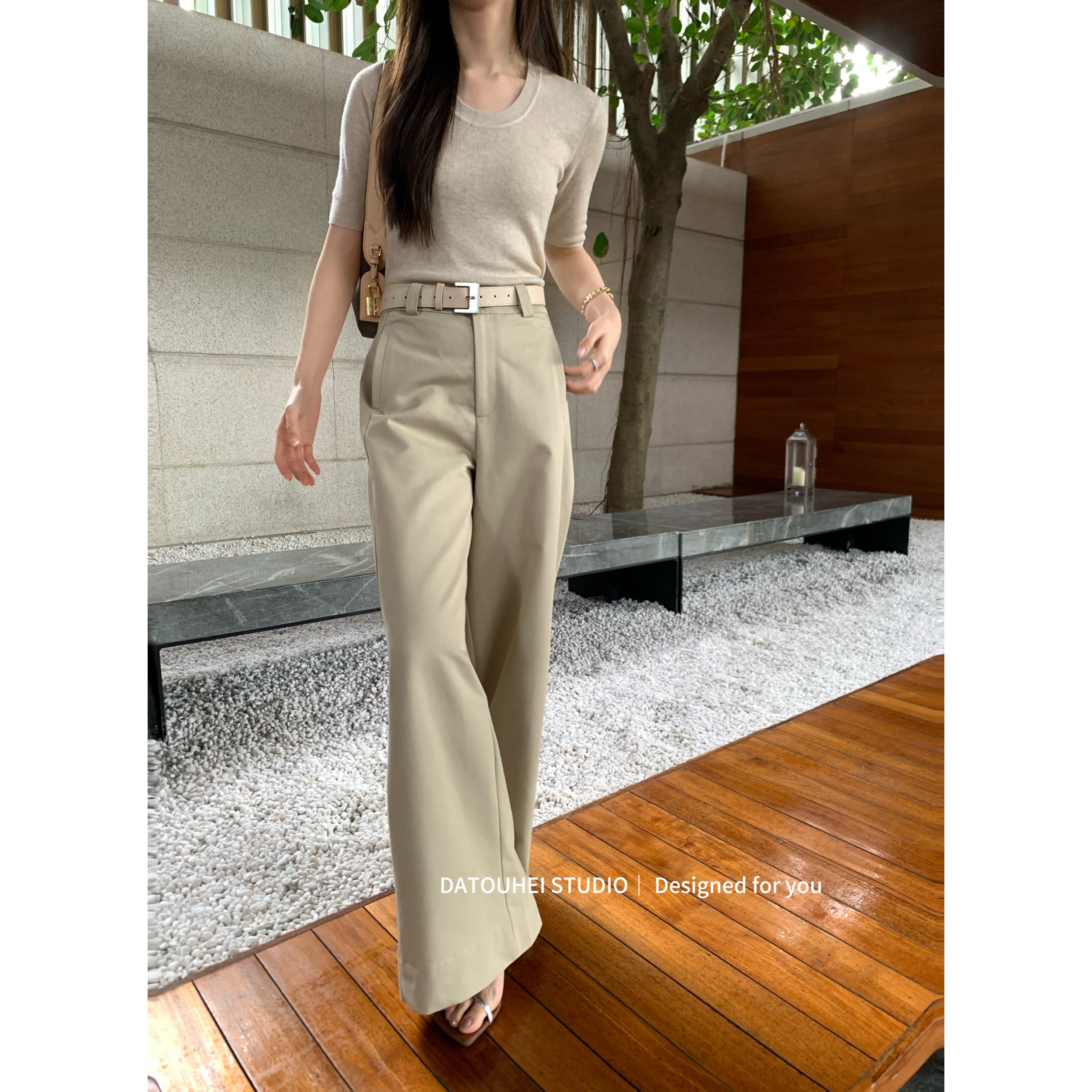 大头黑STUDIO【川上富江】2025女春立体剪裁高腰休闲裤D225X02398