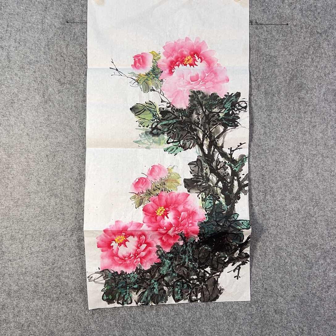 国画192 牡丹之花之叶的颜色与花色