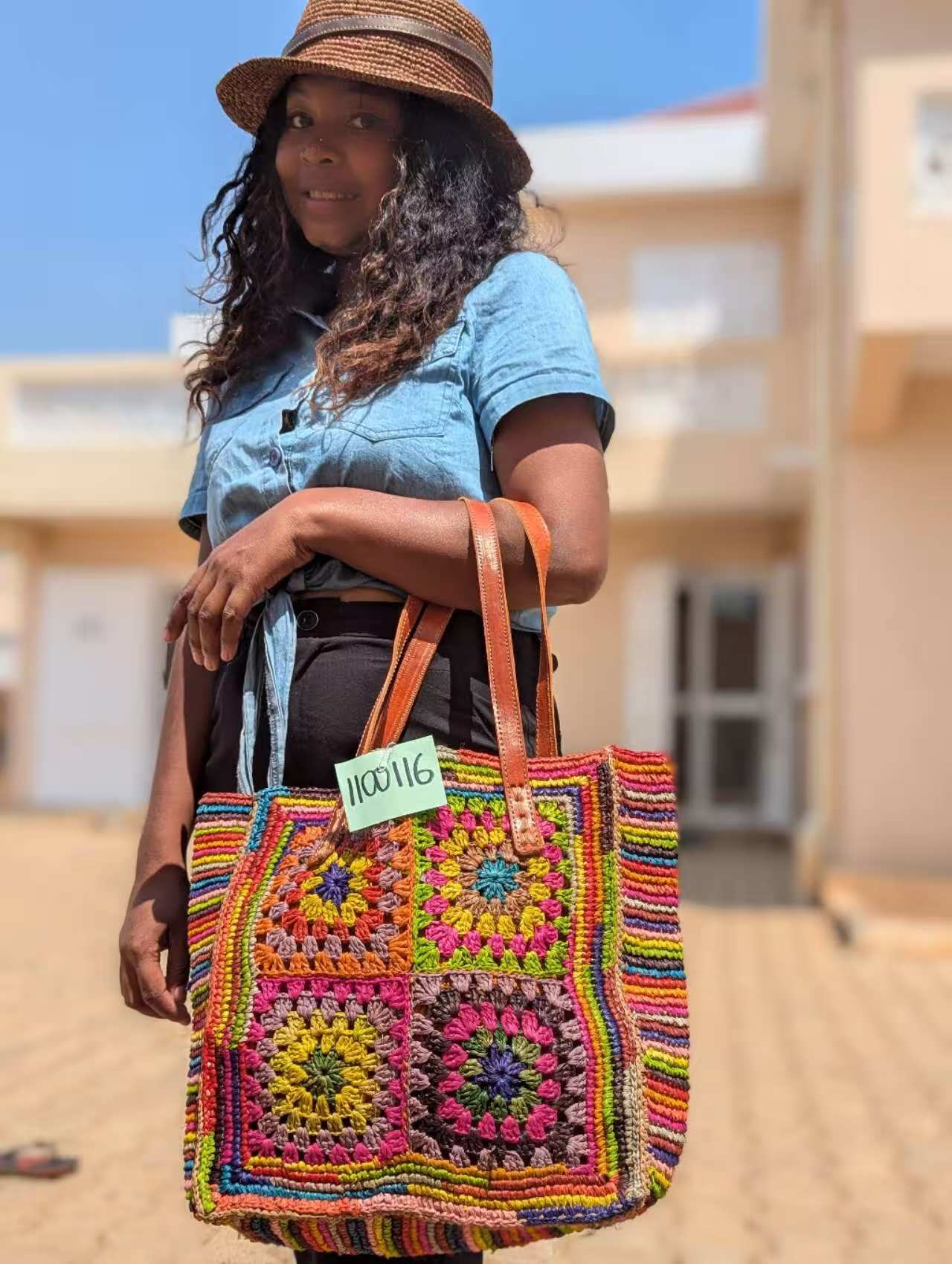 （高货）非洲马达加斯加拉菲草纯手工编织时尚单肩包包