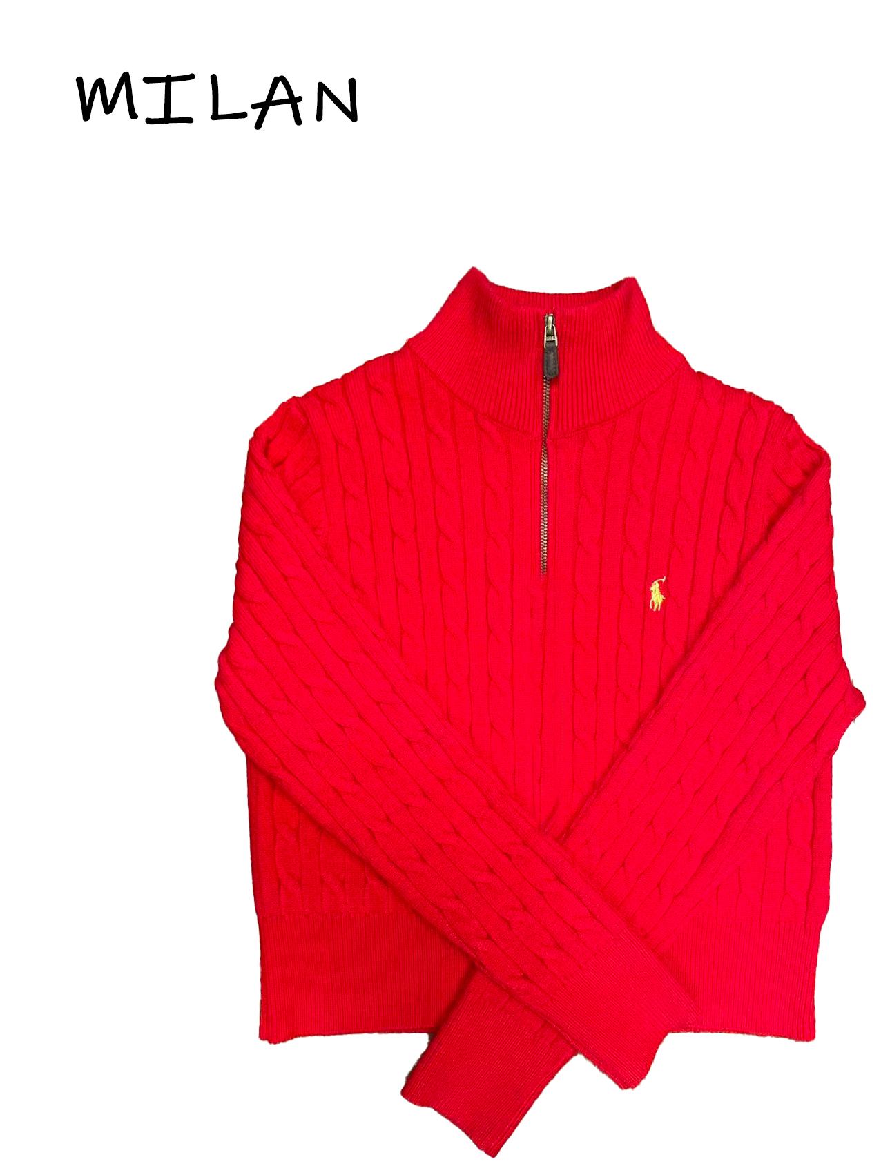 [MILAN] 新年红金马半拉链毛衣 显瘦跨年战袍