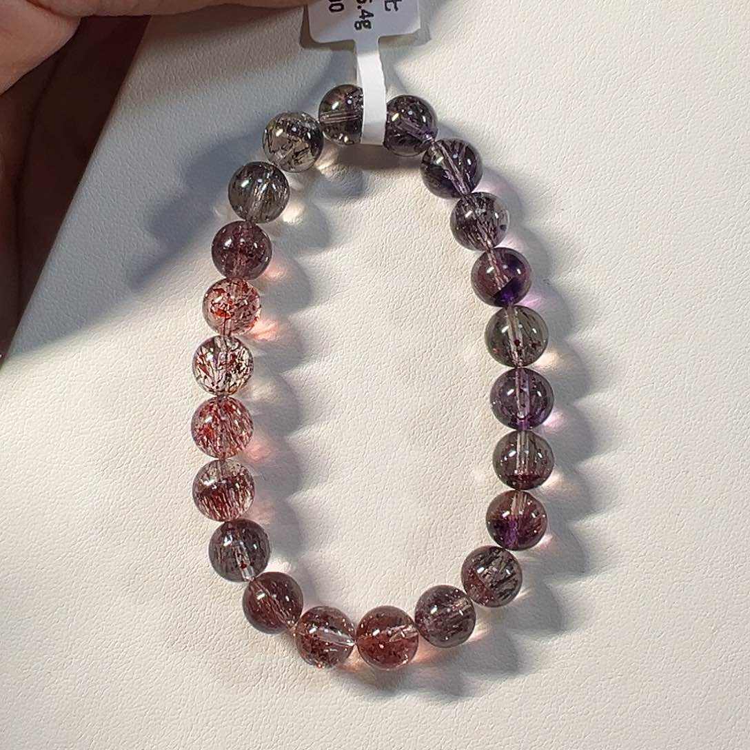 水晶手串未镶嵌天然巴西彼岸花超七7.8mm透体单圈手串