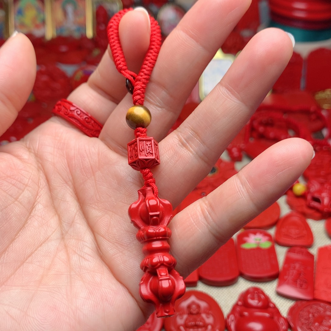 天然辰砂工艺品朱砂钥匙扣