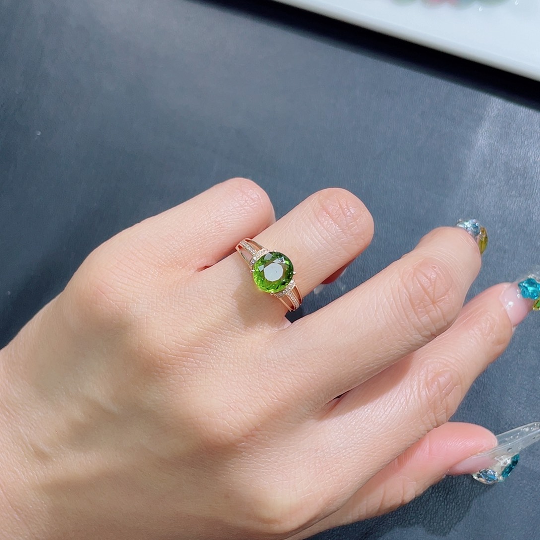 碧玺18K金镶嵌戒指碧玺戒指