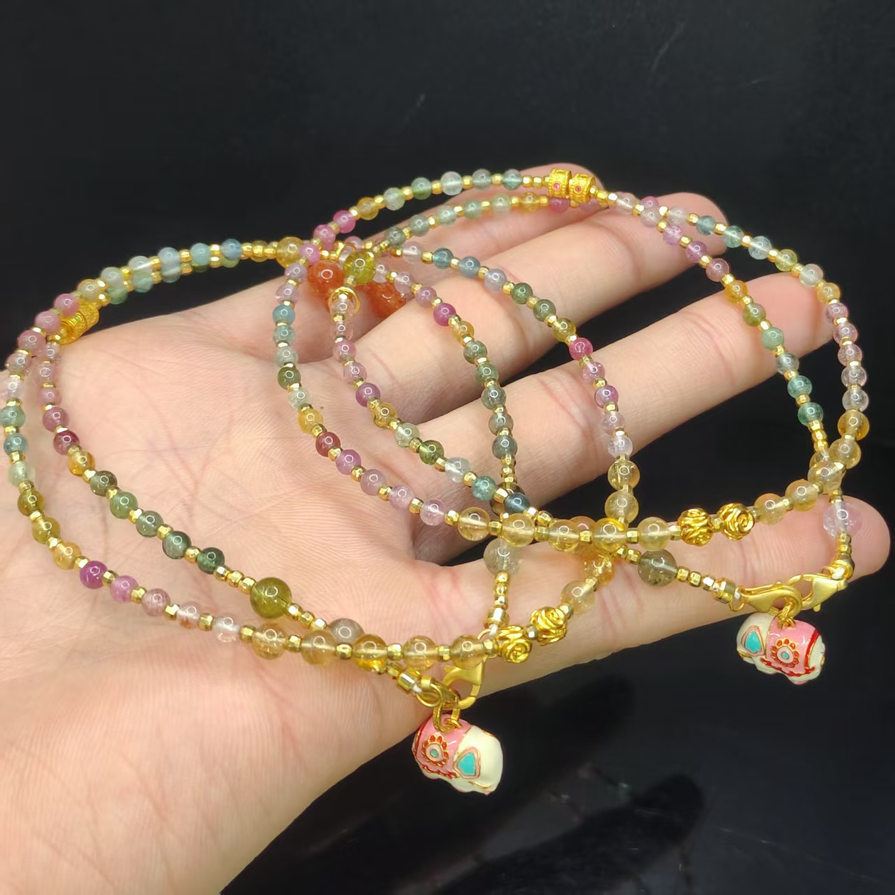 【龙龙严选】碧玺DIY多宝女神链Y13【多样性发其一】约3mm